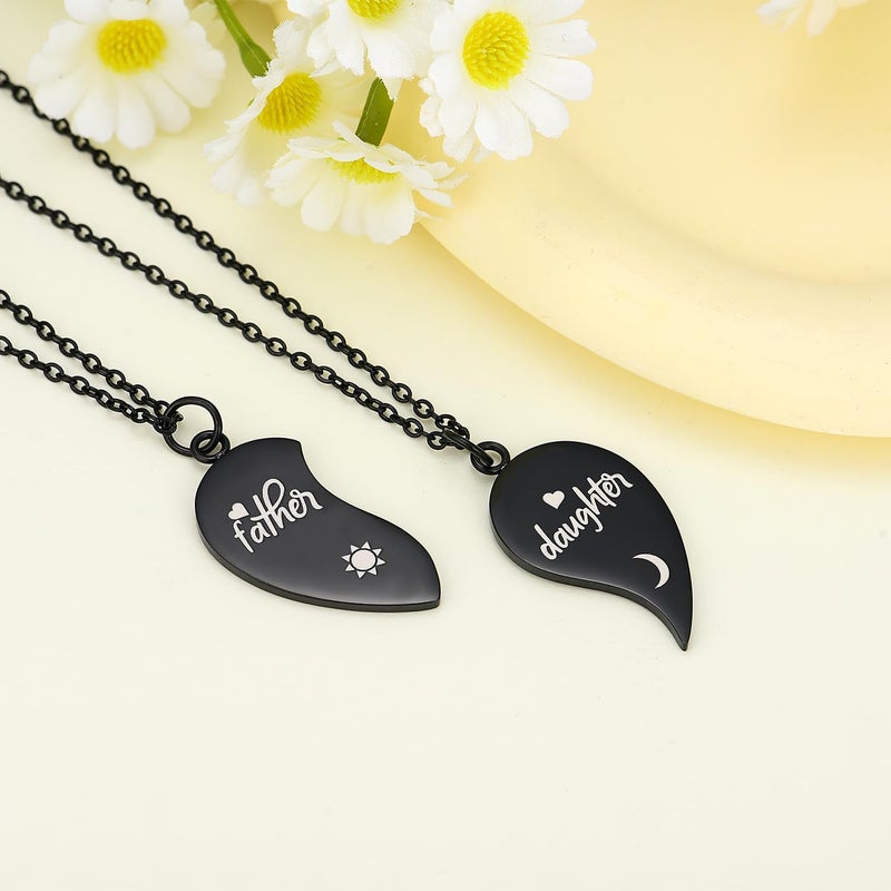 Yonhon Father Daughter Necklace for 2, Father Daughter Matching Bracelet Set for 2 - Image 2